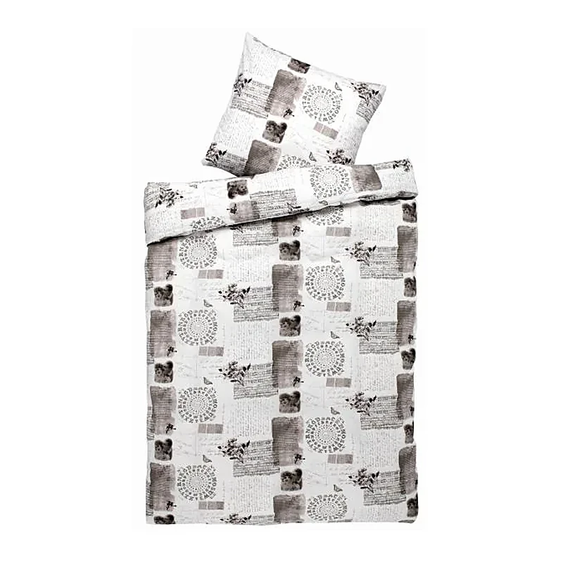 Printed duvet cover set with a grey pattern