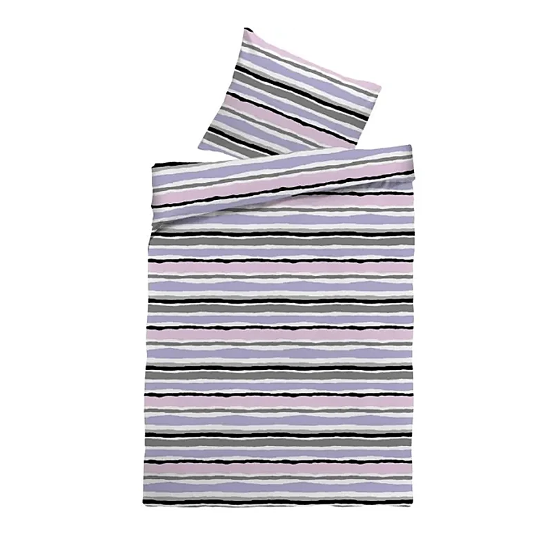 Printed striped duvet cover set
