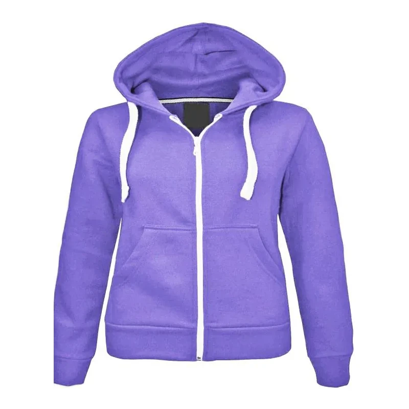 Purple zip-up fleece hoodie