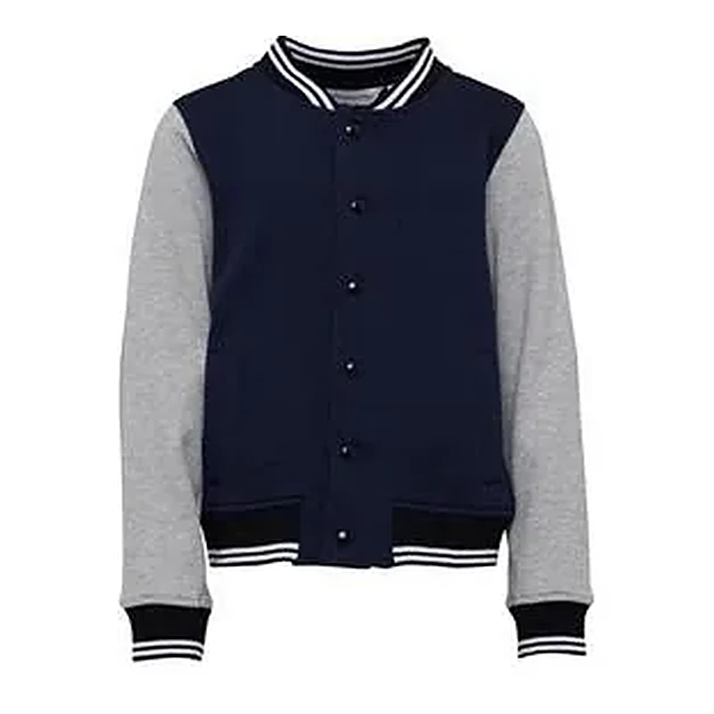 Navy and grey knitted varsity jacket