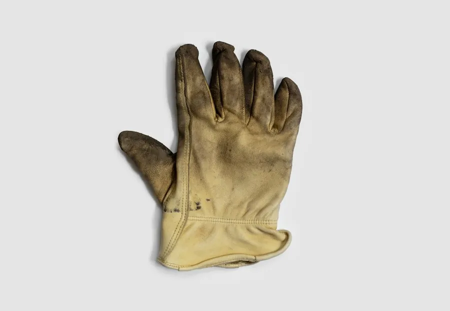 Yellow leather glove