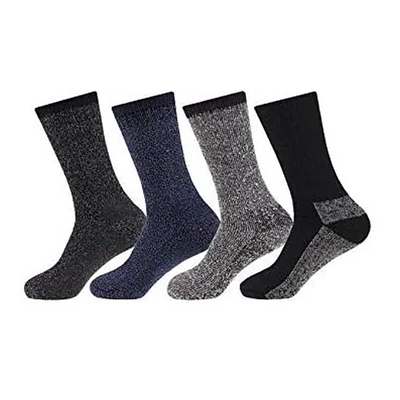 Men's cushioned crew socks in black, navy and grey