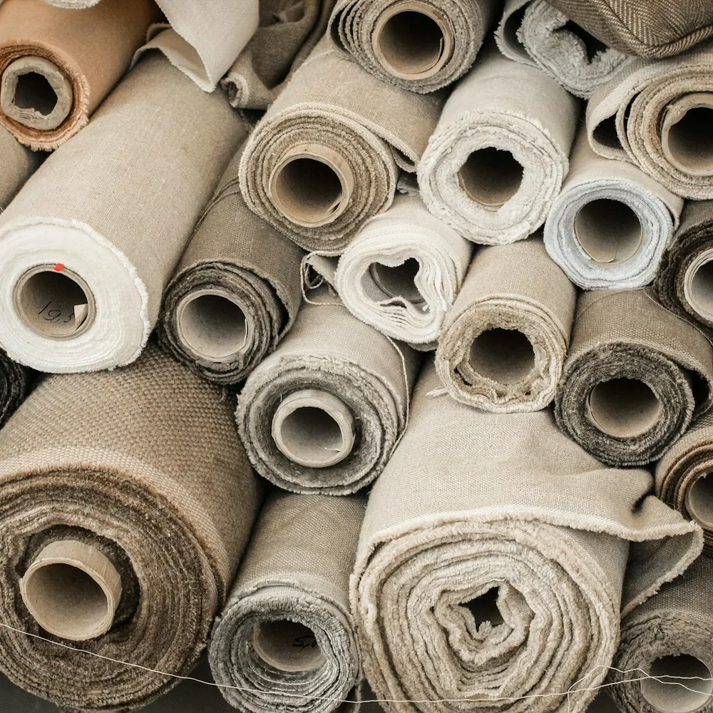 Rolls of natural fabric