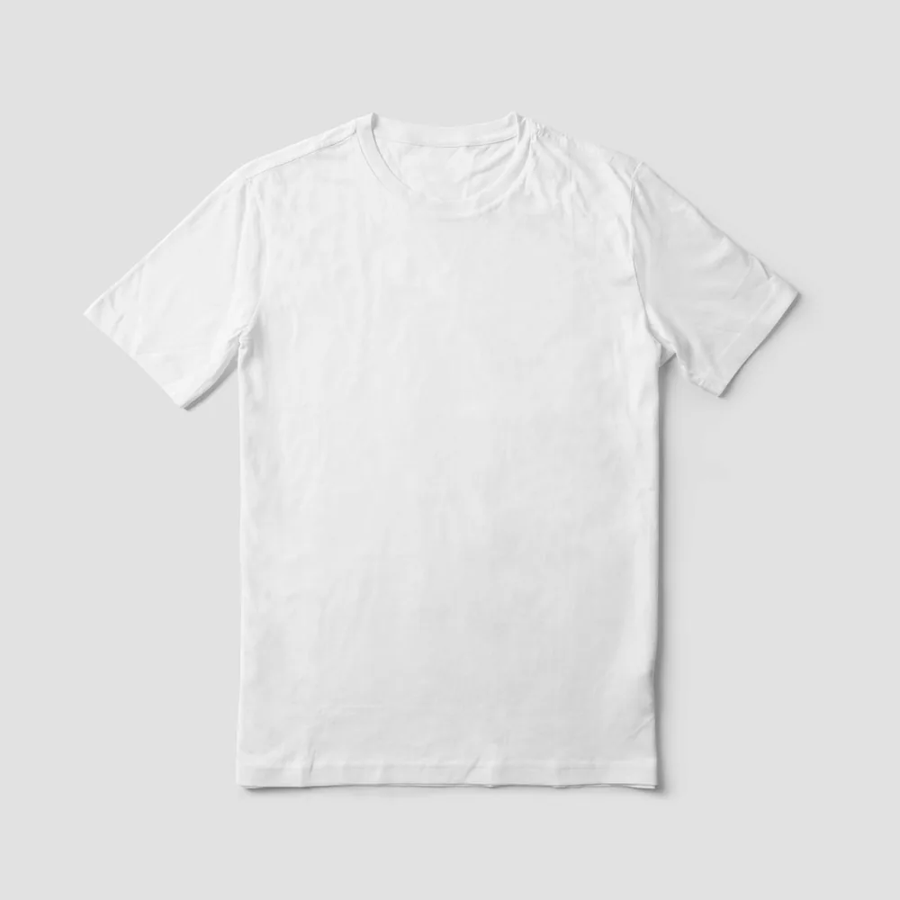 Plain white cotton crew-neck undershirt